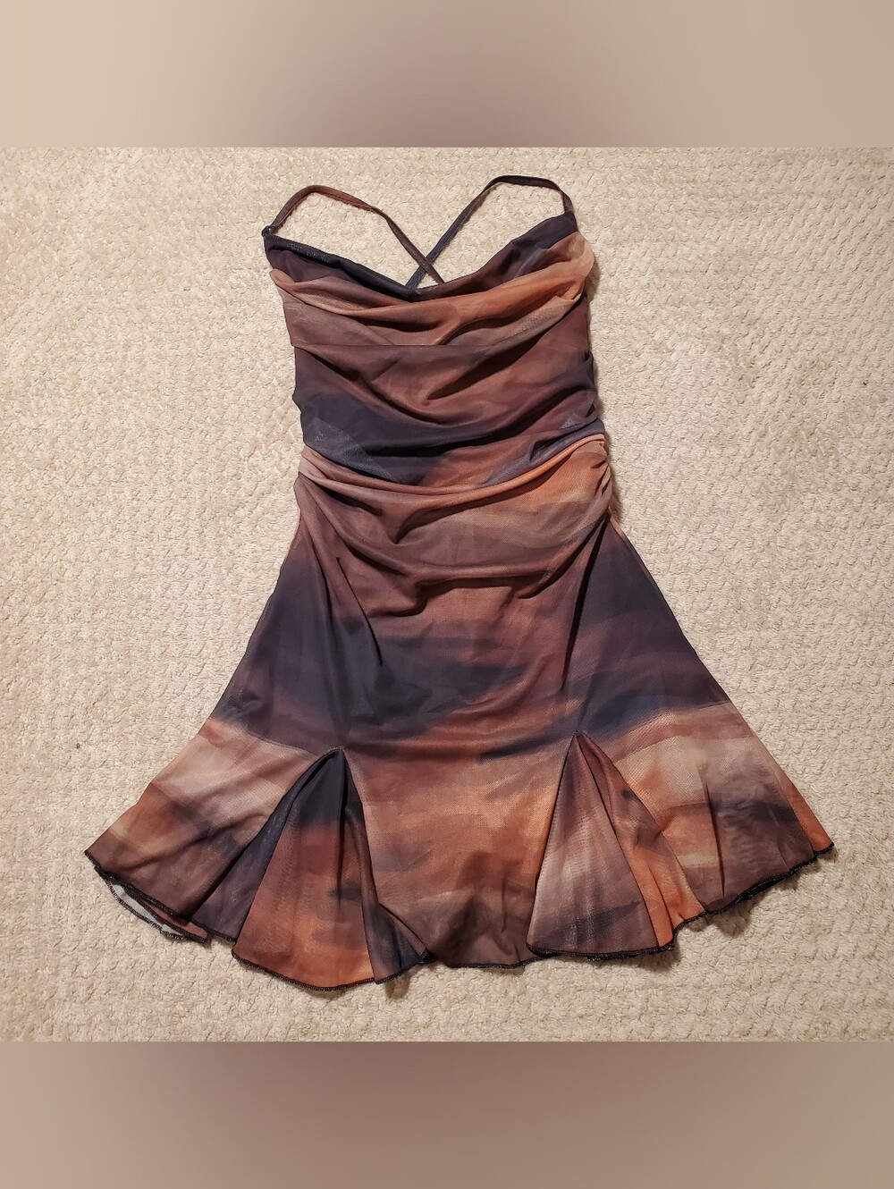 SHEIN Strappy Ombre Brown & Tan Mini Dress